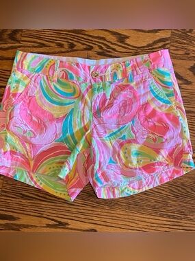 Lilly Pulitzer Callahan Shorts Pink Green Yellow Print Women’s Size 6